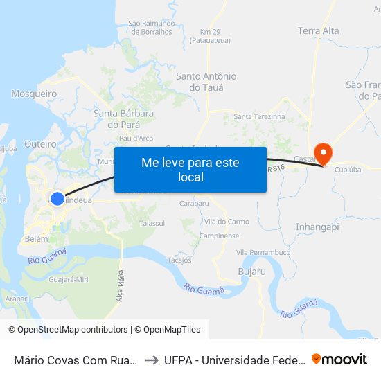 Mário Covas Com Rua Colômbia to UFPA - Universidade Federal Do Pará map