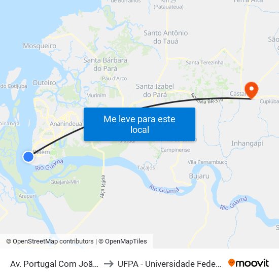 Av. Portugal Com João Alfredo to UFPA - Universidade Federal Do Pará map