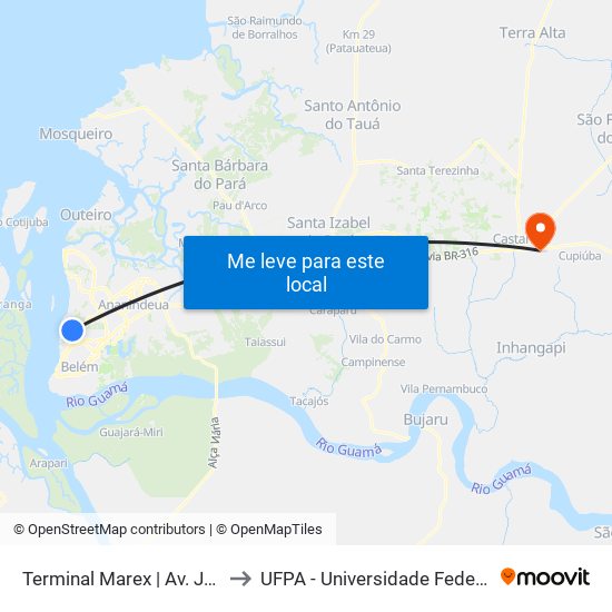 Terminal Marex | Av. Júlio Cezar to UFPA - Universidade Federal Do Pará map