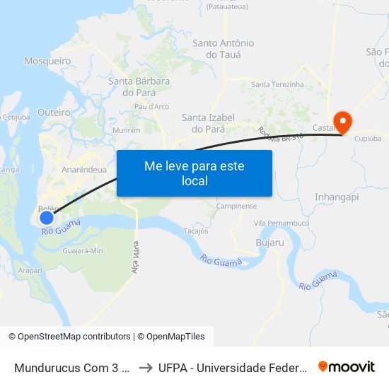 Mundurucus Com 3 De Maio to UFPA - Universidade Federal Do Pará map