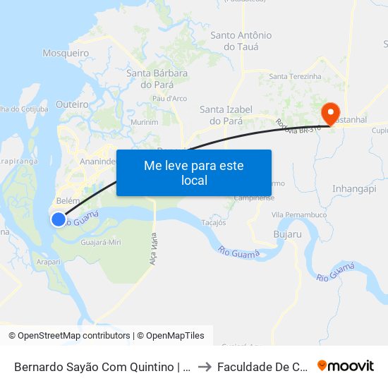 Bernardo Sayão Com Quintino | Sentido UFPA to Faculdade De Castanhal map