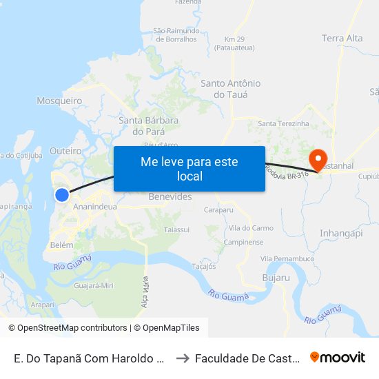 E. Do Tapanã Com Haroldo Veloso to Faculdade De Castanhal map