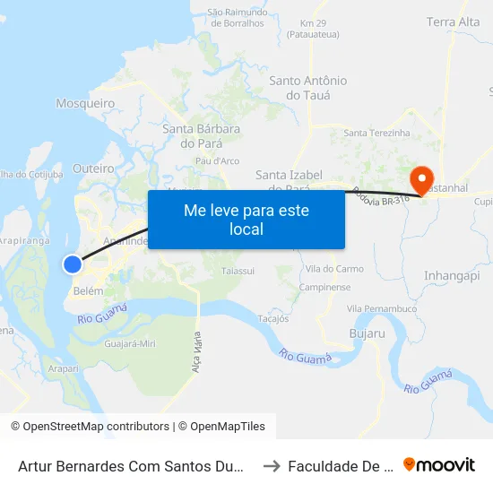 Artur Bernardes Com Santos Dumont | Hospital Sarah to Faculdade De Castanhal map