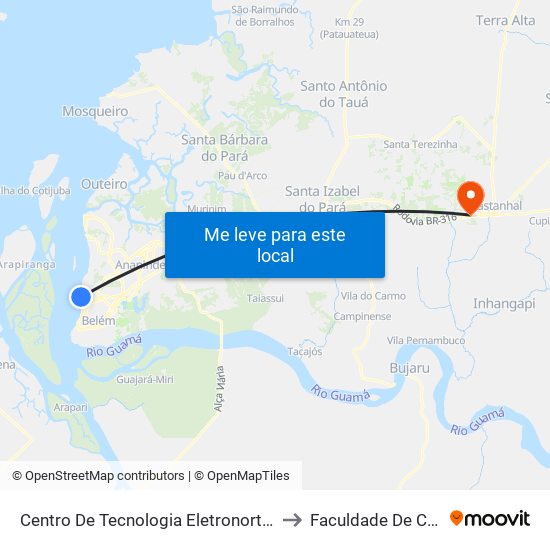 Centro De Tecnologia Eletronorte | Sentido Sul to Faculdade De Castanhal map