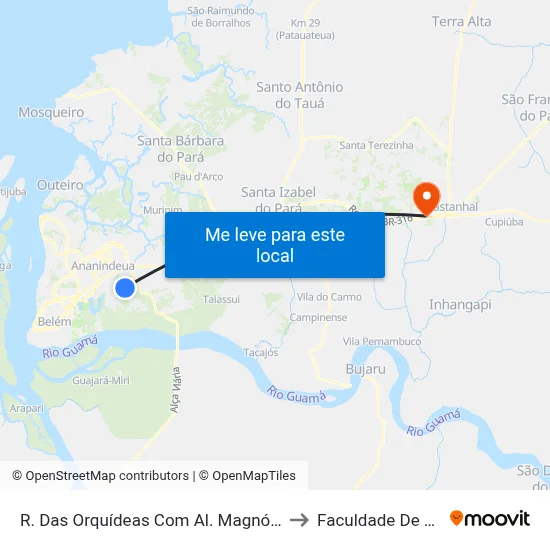 R. Das Orquídeas Com Al. Magnólia | Sentido Leste to Faculdade De Castanhal map