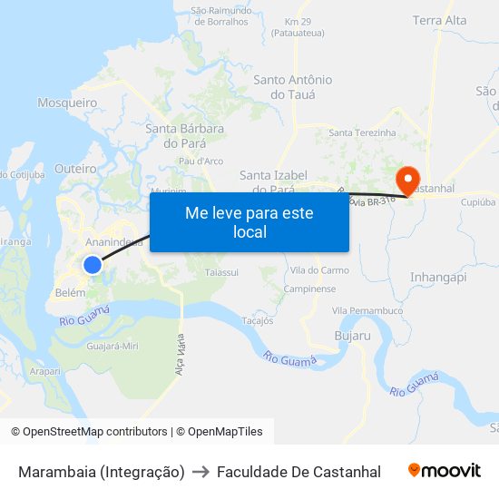 Marambaia (Integração) to Faculdade De Castanhal map