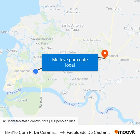 Br-316 Com R. Da Cerâmica to Faculdade De Castanhal map
