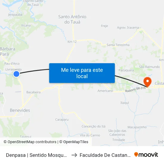 Denpasa | Sentido Mosqueiro to Faculdade De Castanhal map
