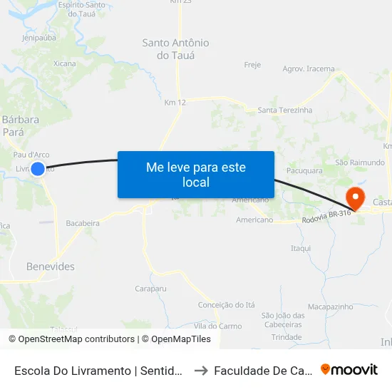 Escola Do Livramento | Sentido Benevides to Faculdade De Castanhal map