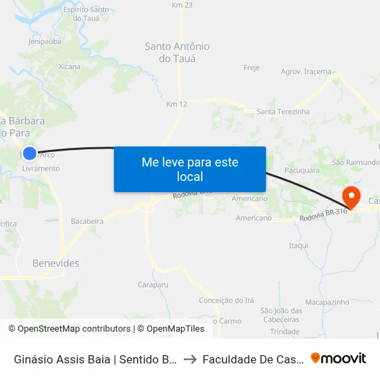 Ginásio Assis Baia | Sentido Benevides to Faculdade De Castanhal map