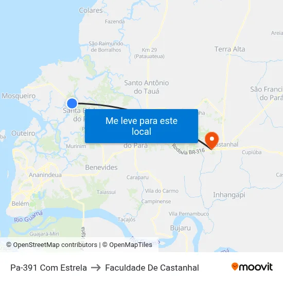 Pa-391 Com Estrela to Faculdade De Castanhal map