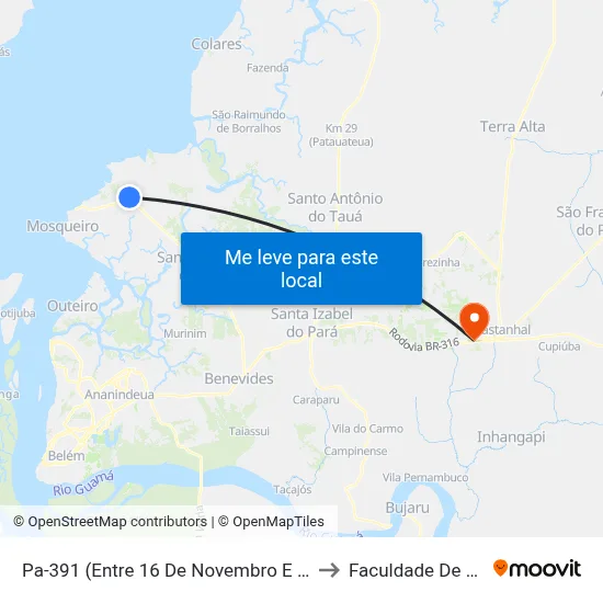 Pa-391 (Entre 16 De Novembro E Paulo Fonteneles) to Faculdade De Castanhal map