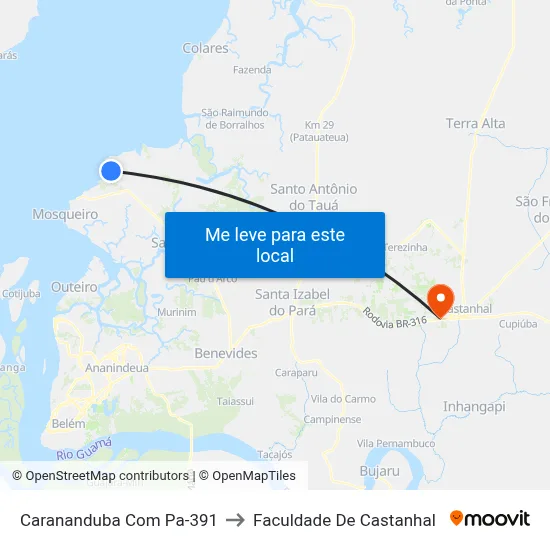 Carananduba Com Pa-391 to Faculdade De Castanhal map