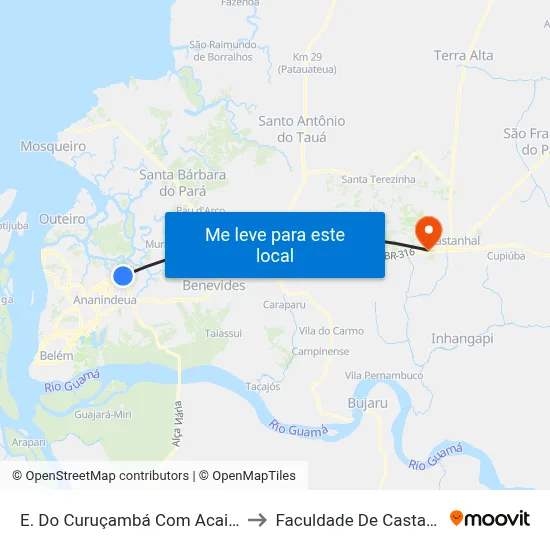 E. Do Curuçambá Com Acaituba to Faculdade De Castanhal map