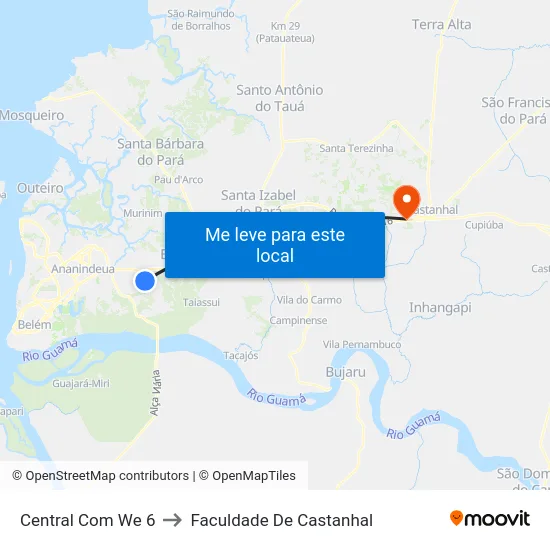Central Com We 6 to Faculdade De Castanhal map