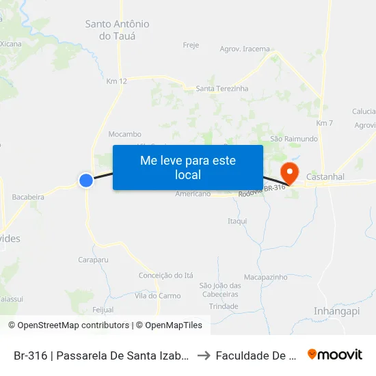 Br-316 | Passarela De Santa Izabel | Sentido Oeste to Faculdade De Castanhal map