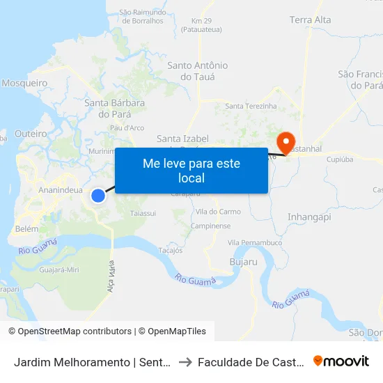 Jardim Melhoramento | Sentido Sul to Faculdade De Castanhal map