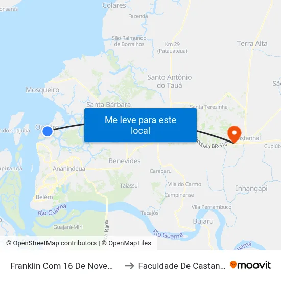 Franklin Com 16 De Novembro to Faculdade De Castanhal map