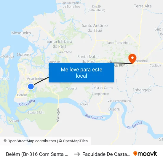 Belém (Br-316 Com Santa Maria) to Faculdade De Castanhal map