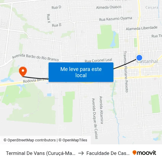Terminal De Vans (Curuçá-Marapanim) to Faculdade De Castanhal map