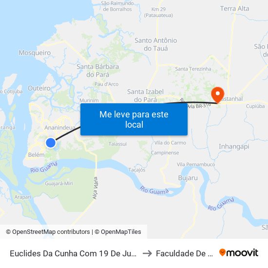 Euclides Da Cunha Com 19 De Junho | Sentido Norte to Faculdade De Castanhal map