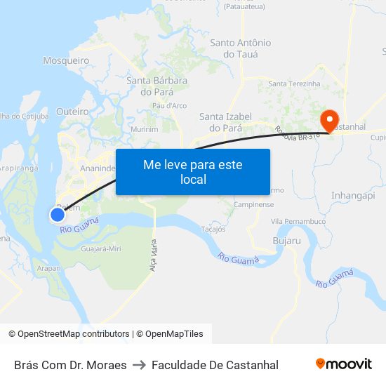 Brás Com Dr. Moraes to Faculdade De Castanhal map