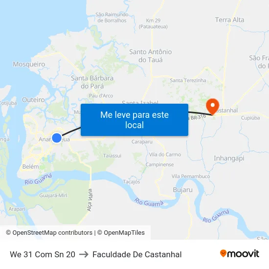 We 31 Com Sn 20 to Faculdade De Castanhal map