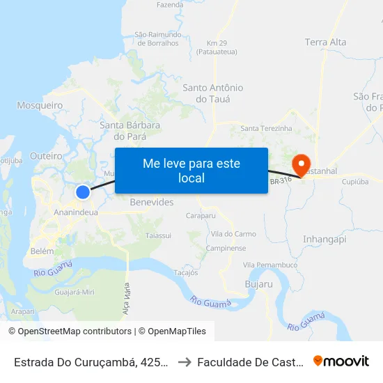 Estrada Do Curuçambá, 4255-4471 to Faculdade De Castanhal map