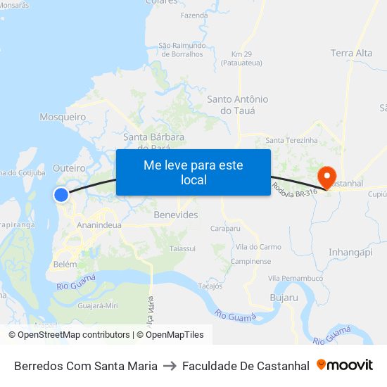 Berredos Com Santa Maria to Faculdade De Castanhal map