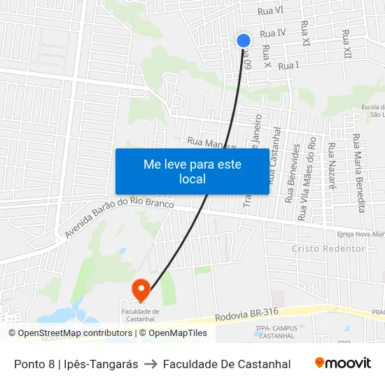 Ponto 8 | Ipês-Tangarás to Faculdade De Castanhal map