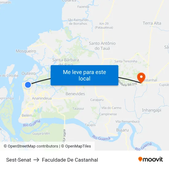 Sest-Senat to Faculdade De Castanhal map