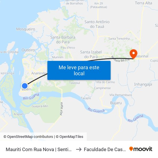 Mauriti Com Rua Nova | Sentido Norte to Faculdade De Castanhal map
