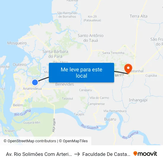 Av. Rio Solimões Com Arterial 5b to Faculdade De Castanhal map