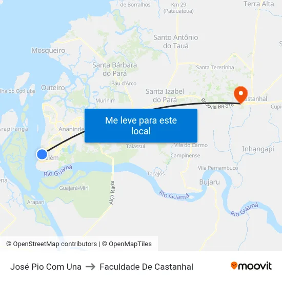 José Pio Com Una to Faculdade De Castanhal map