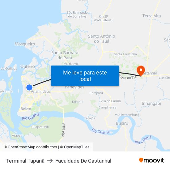 Terminal Tapanã to Faculdade De Castanhal map