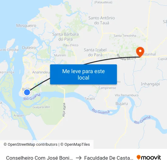 Conselheiro Com José Bonifácio to Faculdade De Castanhal map