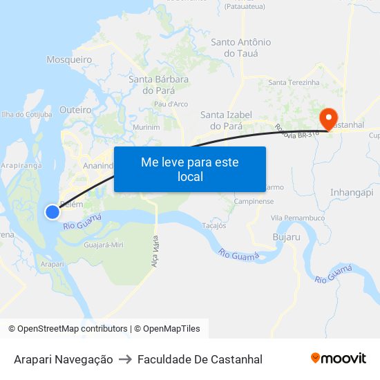 Arapari Navegação to Faculdade De Castanhal map