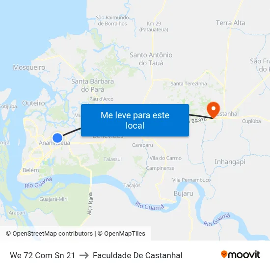 We 72 Com Sn 21 to Faculdade De Castanhal map