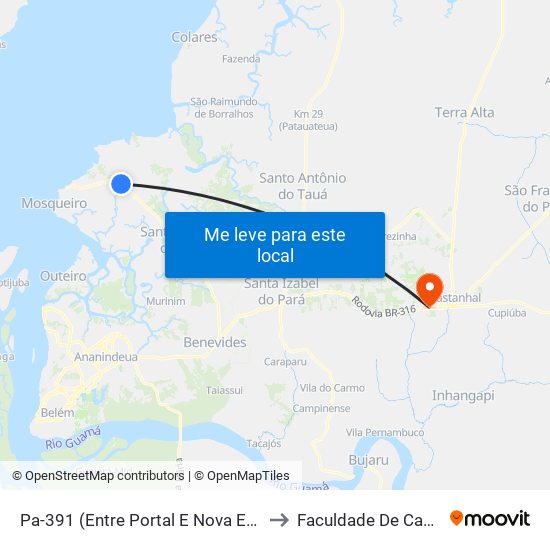 Pa-391 (Entre Portal E Nova Esperança) to Faculdade De Castanhal map