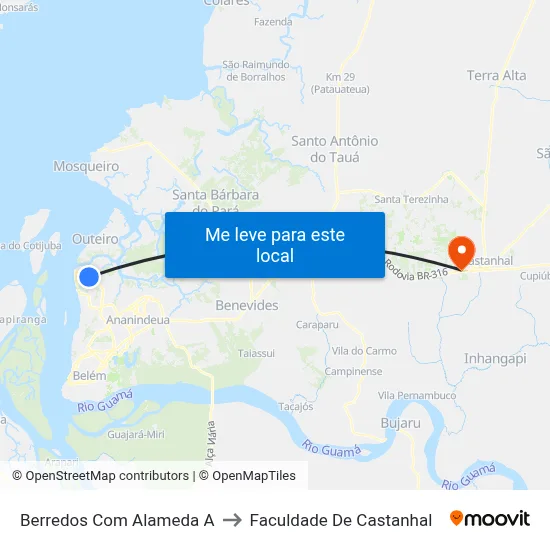 Berredos Com Alameda A to Faculdade De Castanhal map