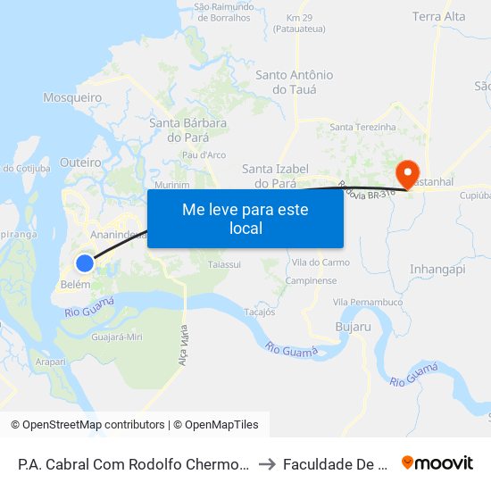 P.A. Cabral Com Rodolfo Chermont | Sentido Leste to Faculdade De Castanhal map