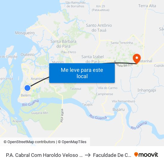 P.A. Cabral Com Haroldo Veloso | Sentido Leste to Faculdade De Castanhal map