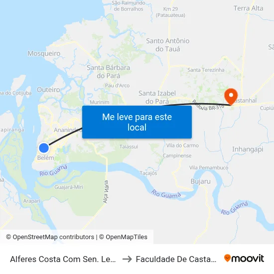 Alferes Costa Com Sen. Lemos to Faculdade De Castanhal map