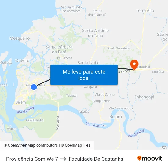 Providência Com We 7 to Faculdade De Castanhal map