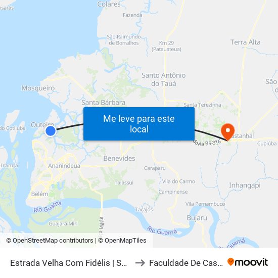 Estrada Velha Com Fidélis | Sentido Sul to Faculdade De Castanhal map