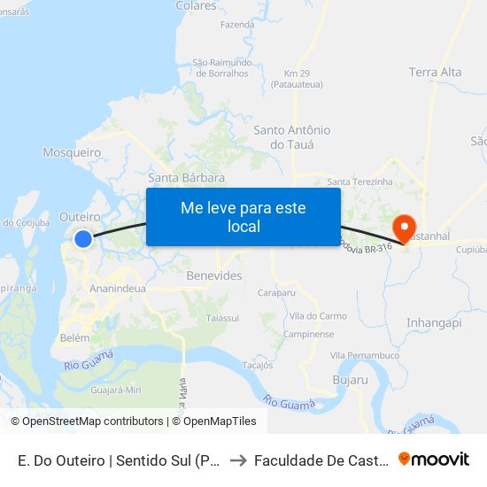 E. Do Outeiro | Sentido Sul (Ponto 2) to Faculdade De Castanhal map