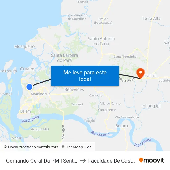 Comando Geral Da PM | Sentido Sul to Faculdade De Castanhal map