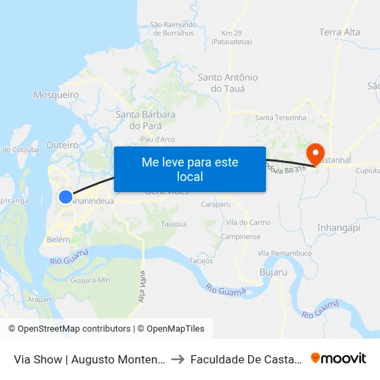 Via Show | Augusto Montenegro to Faculdade De Castanhal map