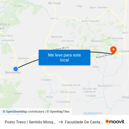 Posto Trevo | Sentido Mosqueiro to Faculdade De Castanhal map