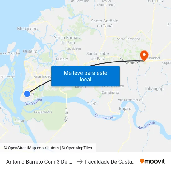 Antônio Barreto Com 3 De Maio to Faculdade De Castanhal map